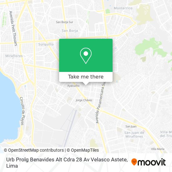 Mapa de Urb  Prolg  Benavides  Alt  Cdra  28 Av  Velasco Astete