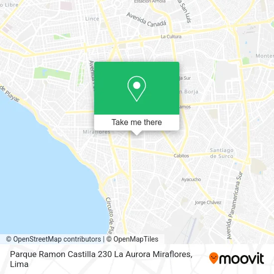 Mapa de Parque Ramon Castilla  230  La Aurora  Miraflores