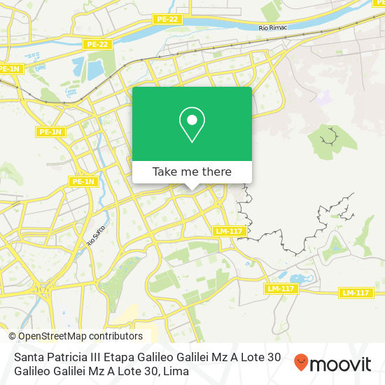 Mapa de Santa Patricia III Etapa  Galileo Galilei Mz A Lote 30 Galileo Galilei Mz A Lote 30