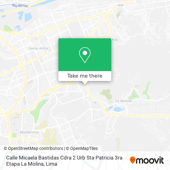 Mapa de Calle Micaela Bastidas  Cdra  2  Urb  Sta  Patricia  3ra  Etapa  La Molina