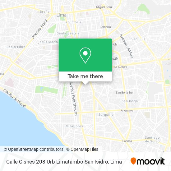Calle Cisnes 208  Urb  Limatambo   San Isidro map