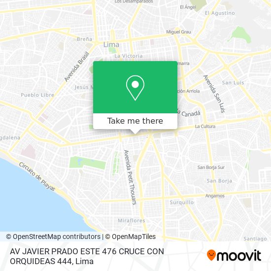 Mapa de AV JAVIER PRADO ESTE 476 CRUCE CON ORQUIDEAS 444