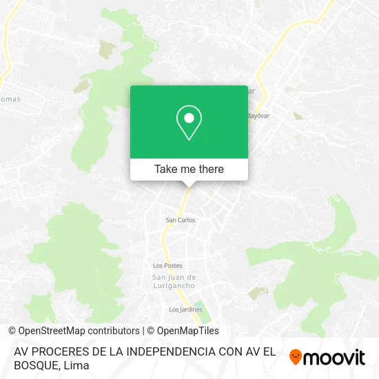 Mapa de AV  PROCERES DE LA INDEPENDENCIA CON AV  EL BOSQUE