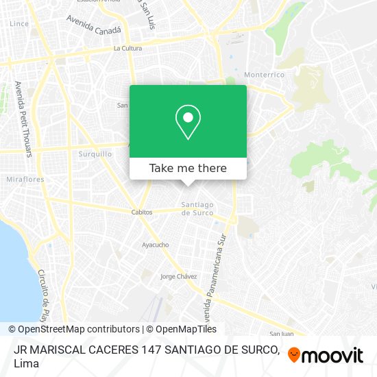 JR  MARISCAL CACERES 147   SANTIAGO DE SURCO map