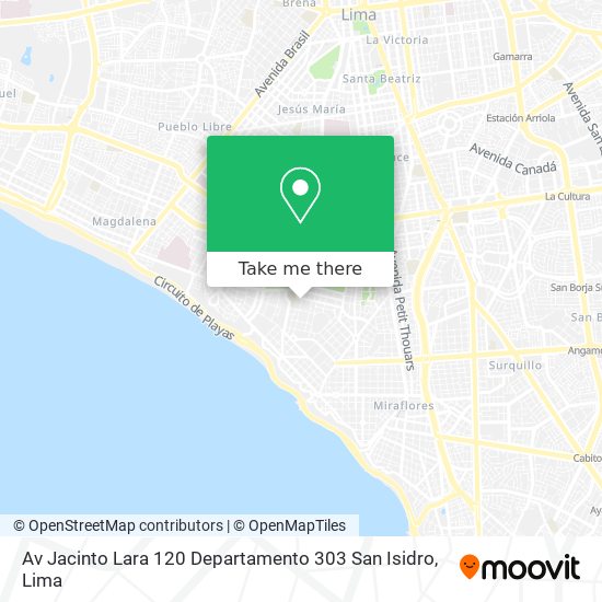 Av  Jacinto Lara 120 Departamento 303 San Isidro map