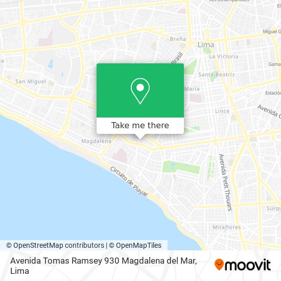 Avenida Tomas Ramsey 930 Magdalena del Mar map