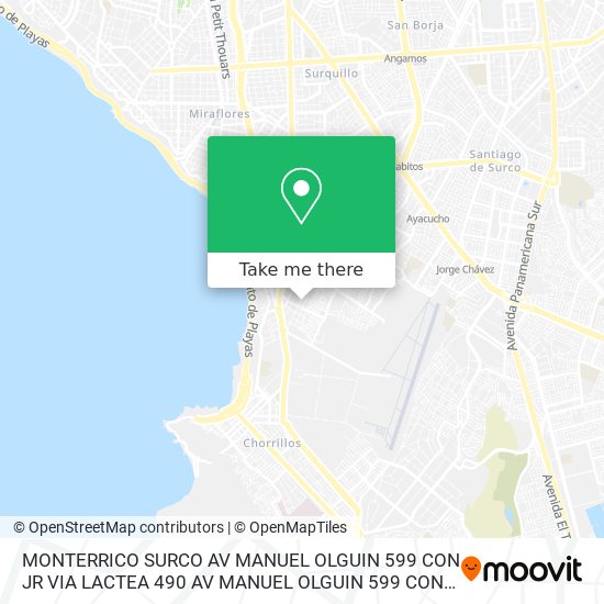 Mapa de MONTERRICO   SURCO   AV  MANUEL OLGUIN 599 CON JR  VIA  LACTEA 490 AV  MANUEL OLGUIN 599 CON JR  VI