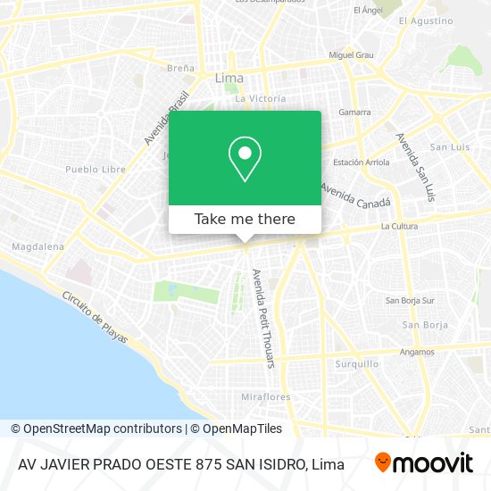 AV  JAVIER PRADO  OESTE  875  SAN ISIDRO map