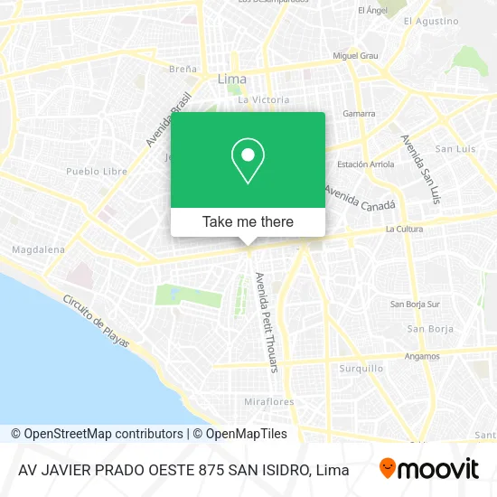 Mapa de AV  JAVIER PRADO  OESTE  875  SAN ISIDRO