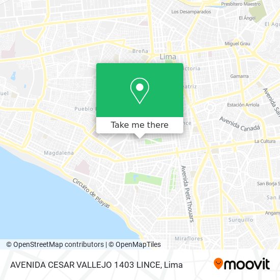 AVENIDA CESAR VALLEJO 1403   LINCE map