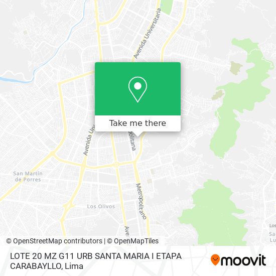 LOTE 20 MZ G11  URB SANTA MARIA  I ETAPA  CARABAYLLO map
