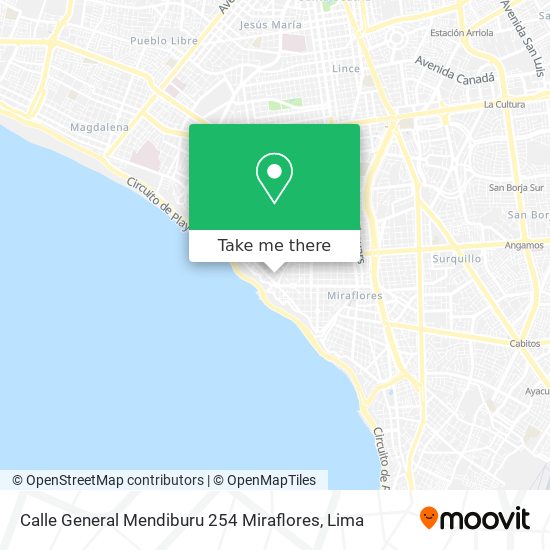 Mapa de Calle General Mendiburu 254 Miraflores