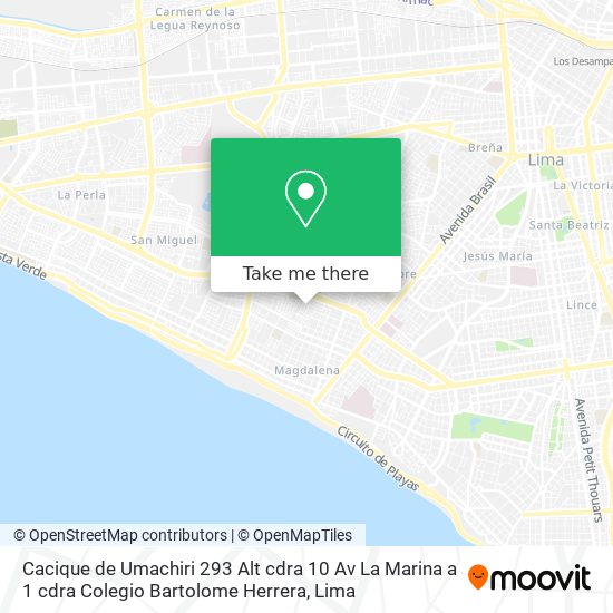 Mapa de Cacique de Umachiri 293 Alt  cdra 10 Av La Marina  a 1 cdra  Colegio Bartolome Herrera