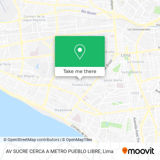 AV  SUCRE CERCA A METRO  PUEBLO LIBRE map