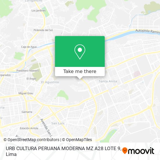 Mapa de URB  CULTURA PERUANA MODERNA MZ A28 LOTE 9