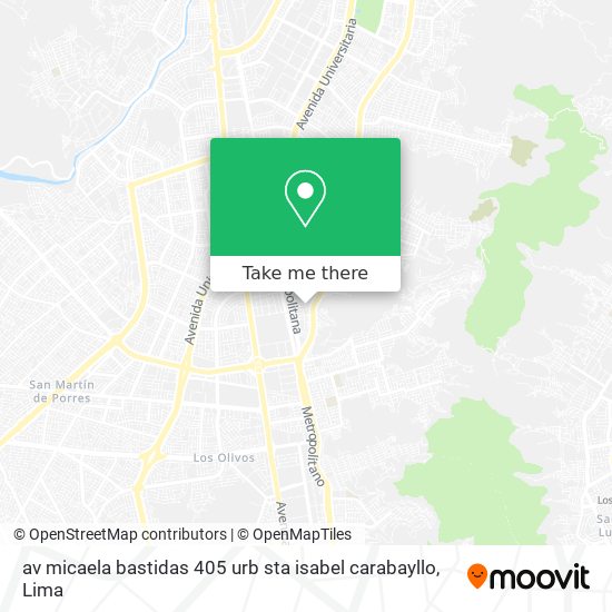 Mapa de av micaela bastidas 405 urb  sta isabel carabayllo