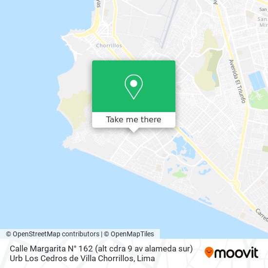 Mapa de Calle Margarita N° 162 (alt  cdra 9 av  alameda sur)  Urb  Los Cedros de Villa  Chorrillos