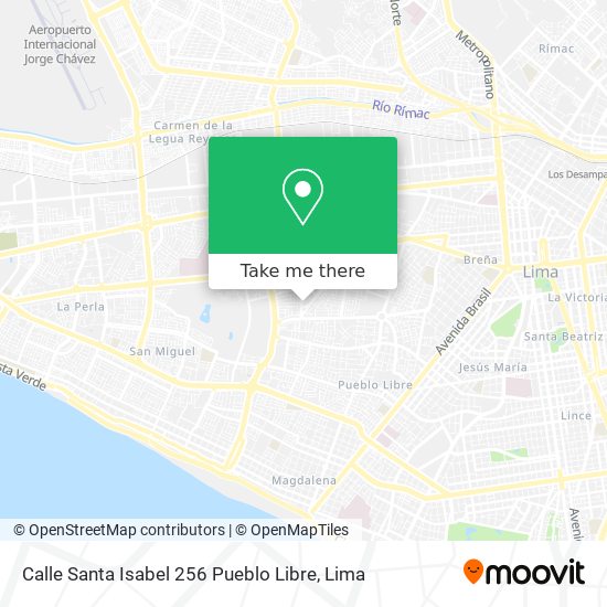 Calle Santa Isabel 256 Pueblo Libre map