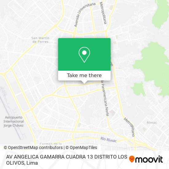 AV ANGELICA GAMARRA CUADRA 13   DISTRITO LOS OLIVOS map