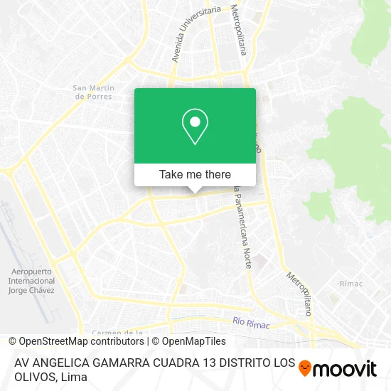 Mapa de AV ANGELICA GAMARRA CUADRA 13   DISTRITO LOS OLIVOS