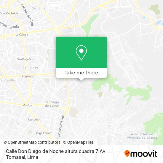 Mapa de Calle Don Diego de Noche  altura cuadra 7 Av Tomasal