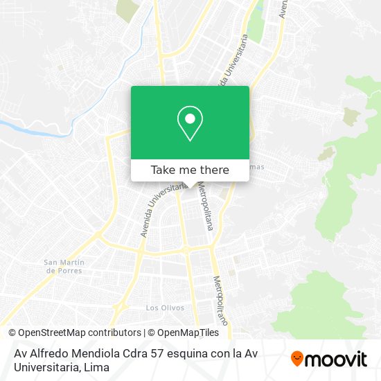 Av  Alfredo Mendiola Cdra  57  esquina con la Av  Universitaria map