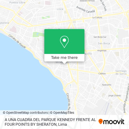 A UNA CUADRA DEL PARQUE KENNEDY  FRENTE AL FOUR POINTS BY SHERATON map