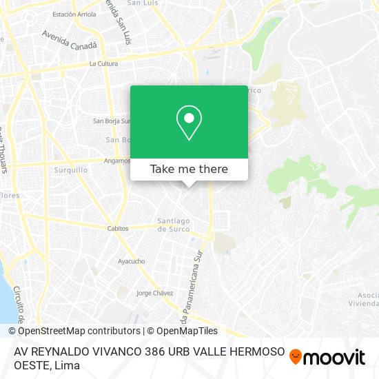 AV  REYNALDO VIVANCO 386   URB VALLE HERMOSO OESTE map