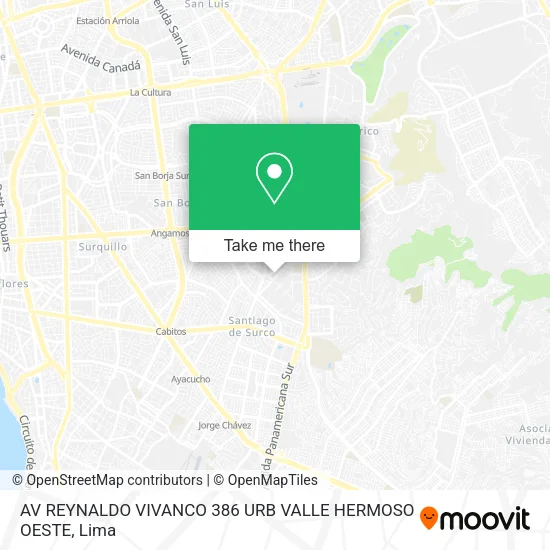 Mapa de AV  REYNALDO VIVANCO 386   URB VALLE HERMOSO OESTE