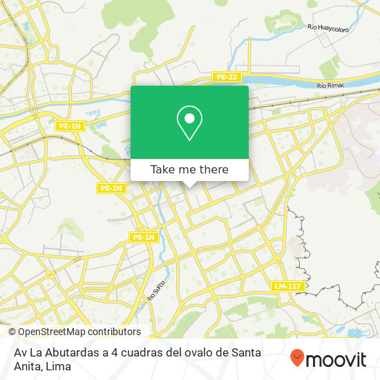 Mapa de Av La Abutardas  a 4 cuadras del ovalo de Santa Anita