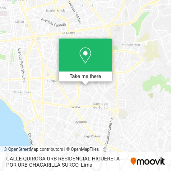 Mapa de CALLE QUIROGA URB RESIDENCIAL HIGUERETA POR URB CHACARILLA SURCO