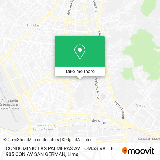 Mapa de CONDOMINIO LAS PALMERAS  AV TOMAS VALLE 985 CON AV SAN GERMAN