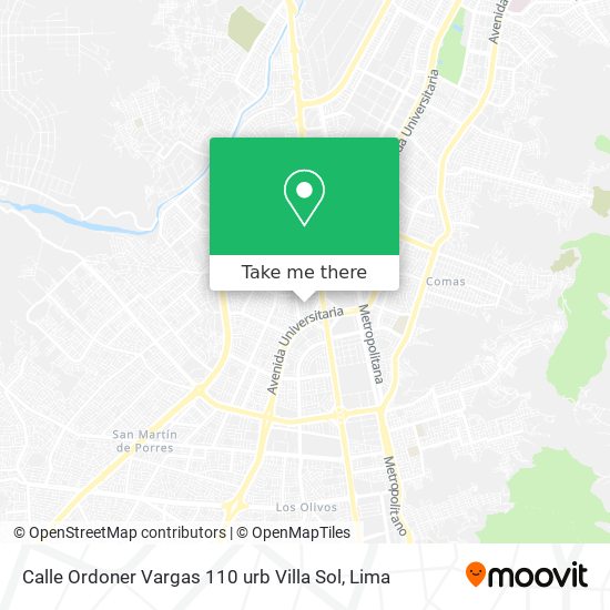 Mapa de Calle Ordoner Vargas 110 urb  Villa Sol