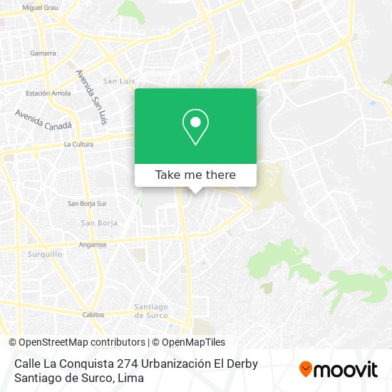 Calle La Conquista 274 Urbanización El Derby Santiago de Surco map