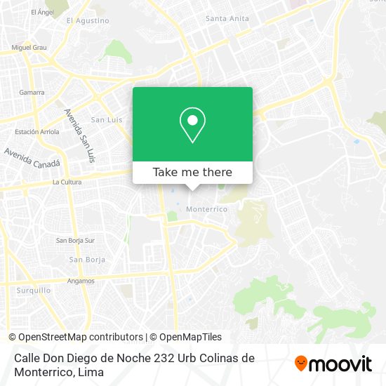 Calle Don Diego de Noche 232  Urb  Colinas de Monterrico map