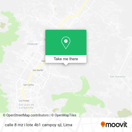 Mapa de calle 8 mz  i lote 4b1 campoy sjl