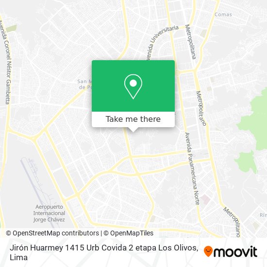 Mapa de Jirón Huarmey 1415 Urb Covida 2 etapa Los Olivos