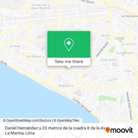 Daniel Hernàndez a 20 metros de la cuadra 8 de la Av  La Marina map