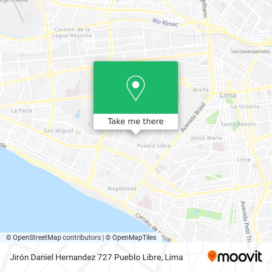 Jirón Daniel Hernandez 727 Pueblo Libre map