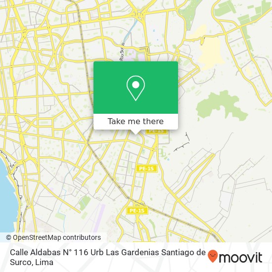 Mapa de Calle Aldabas N° 116  Urb  Las Gardenias   Santiago de Surco