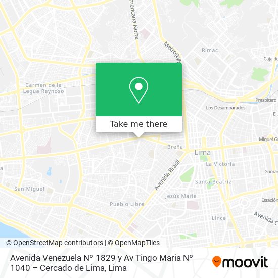 Avenida Venezuela Nº 1829 y Av  Tingo Maria Nº 1040 – Cercado de Lima map