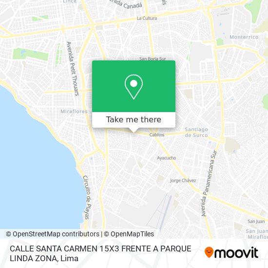 CALLE SANTA CARMEN 15X3 FRENTE A PARQUE LINDA ZONA map