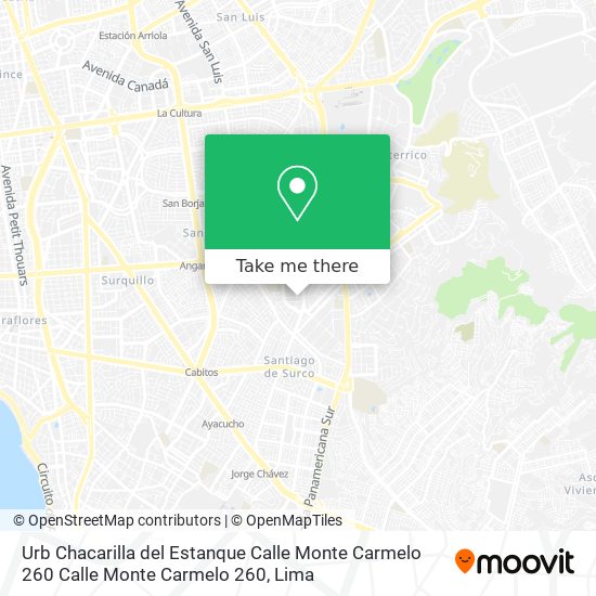 Mapa de Urb  Chacarilla del Estanque  Calle Monte Carmelo  260 Calle Monte Carmelo  260