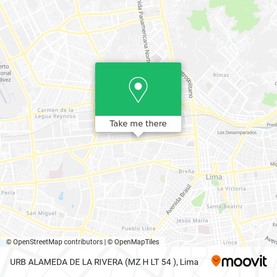 Mapa de URB ALAMEDA DE LA RIVERA (MZ H LT 54 )