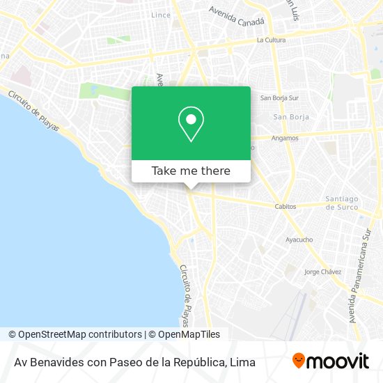 Mapa de Av  Benavides con Paseo de la República