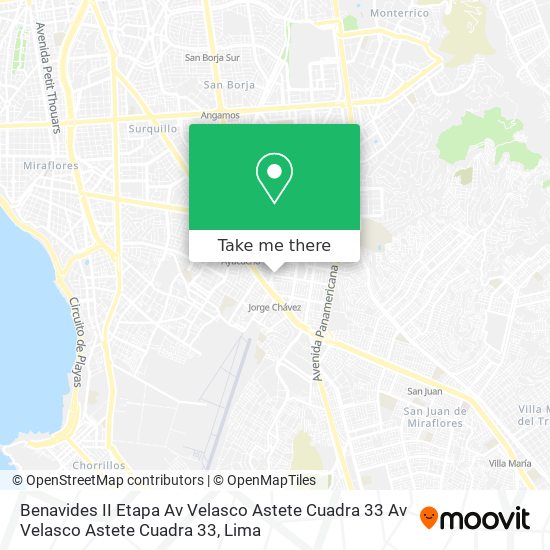 Mapa de Benavides II Etapa  Av  Velasco Astete Cuadra 33 Av  Velasco Astete Cuadra 33