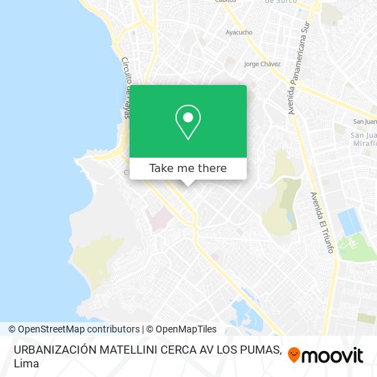 URBANIZACIÓN MATELLINI CERCA AV LOS PUMAS map