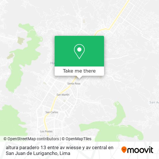 Mapa de altura paradero 13 entre av  wiesse y av  central en San Juan de Lurigancho