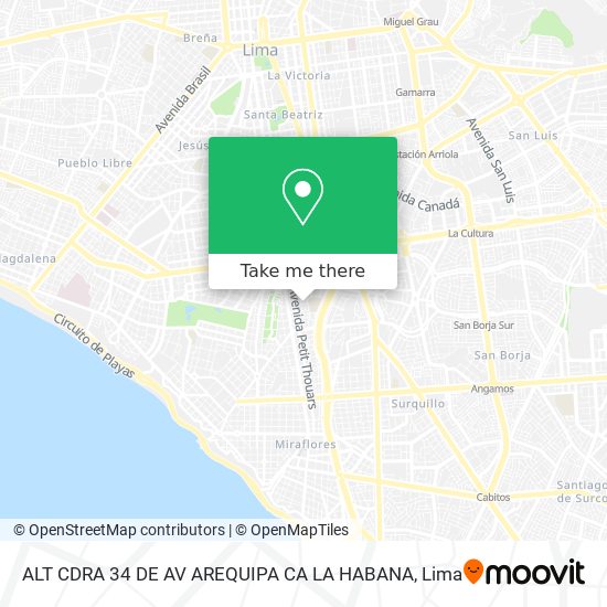ALT  CDRA  34 DE AV  AREQUIPA   CA LA HABANA map
