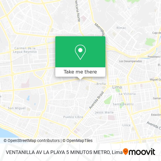 VENTANILLA  AV  LA PLAYA  5 MINUTOS METRO map